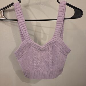 Lilac Cable Knit Crop Top